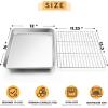 Large Baking Sheet with Rack Set, E-far 20”x14” Stainless Steel Cookie Sheet Pan for Oven Cooking Roasting, Rimmed Metal Tray with Wire Cooling Rack for Bacon Meat Steak – Dishwasher Safe(16”x12”)
