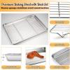Large Baking Sheet with Rack Set, E-far 20”x14” Stainless Steel Cookie Sheet Pan for Oven Cooking Roasting, Rimmed Metal Tray with Wire Cooling Rack for Bacon Meat Steak – Dishwasher Safe(16”x12”)