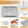 Large Baking Sheet with Rack Set, E-far 20”x14” Stainless Steel Cookie Sheet Pan for Oven Cooking Roasting, Rimmed Metal Tray with Wire Cooling Rack for Bacon Meat Steak – Dishwasher Safe(9.4”x7.3”)