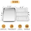 Large Baking Sheet with Rack Set, E-far 20”x14” Stainless Steel Cookie Sheet Pan for Oven Cooking Roasting, Rimmed Metal Tray with Wire Cooling Rack for Bacon Meat Steak – Dishwasher Safe(9.4”x7.3”)