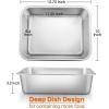 Lasagna Pan Set of 2, E-far Deep Stainless Steel Baking Pans, 12.75 x10 x3.2 Inches Rectangular Metal Roasting Baking Dish Bakeware for Oven, Non-Toxic & Heavy Duty, Dishwasher Safe(12.75″ x 10″ (2-Pack))
