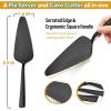 Matte Black Pie Server Set of 5, E-far 8.9 Inch Stainless Steel Cake Server Cutter for Pastry Cheese Pizza, Serrated Edge with Square Handle(Matte Black)