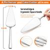 Matte Black Pie Server Set of 5, E-far 8.9 Inch Stainless Steel Cake Server Cutter for Pastry Cheese Pizza, Serrated Edge with Square Handle(Silver)