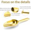 Mini Ice Scoop Set of 2, E-far 3 Ounce Gold Stainless Steel Scoops for Candy/Flour/Sugar, Small Metal Scoops for Party/Canisters Jars/Kitchen Bar/Ice Maker, Rust Proof & Dishwasher Safe(Gold)