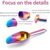 Mini Ice Scoop Set of 2, E-far 3 Ounce Gold Stainless Steel Scoops for Candy/Flour/Sugar, Small Metal Scoops for Party/Canisters Jars/Kitchen Bar/Ice Maker, Rust Proof & Dishwasher Safe(Rainbow)