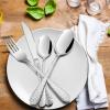 Silverware Set for 12, E-far 60-Piece Hammered Flatware Cutlery Set, Stainless Steel Eating Utensils for Kitchen Hotel Restaurant Party, Modern Design & Mirror Finished – Dishwasher Safe(60-Piece Set for 12)