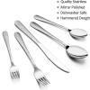 Silverware Set for 12, E-far 60-Piece Hammered Flatware Cutlery Set, Stainless Steel Eating Utensils for Kitchen Hotel Restaurant Party, Modern Design & Mirror Finished – Dishwasher Safe(60-Piece Set for 12)