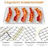 Small Baking Cooling Rack Set of 2, E-far Stainless Steel Toaster Oven Rack for Cooking Roasting Grilling Meat, 8.6” x 6.2” Metal Bakeable Wire Racks for Cookie Cake Bacon – Dishwasher Safe(11.6” x 9.2”)