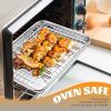 Small Baking Cooling Rack Set of 2, E-far Stainless Steel Toaster Oven Rack for Cooking Roasting Grilling Meat, 8.6” x 6.2” Metal Bakeable Wire Racks for Cookie Cake Bacon – Dishwasher Safe(8.6” x 6.2”)