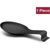 Spoon Rest Set of 2, E-far Stainless Steel Spoon Ladle Holder Spatula Rest for Kitchen Stove Top, Large Size & Dishwasher Safe(Black)