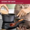 Spoon Rest Set of 2, E-far Stainless Steel Spoon Ladle Holder Spatula Rest for Kitchen Stove Top, Large Size & Dishwasher Safe(Black)
