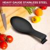 Spoon Rest Set of 2, E-far Stainless Steel Spoon Ladle Holder Spatula Rest for Kitchen Stove Top, Large Size & Dishwasher Safe(Black)