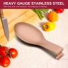 Spoon Rest Set of 2, E-far Stainless Steel Spoon Ladle Holder Spatula Rest for Kitchen Stove Top, Large Size & Dishwasher Safe(Copper)