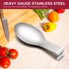 Spoon Rest Set of 2, E-far Stainless Steel Spoon Ladle Holder Spatula Rest for Kitchen Stove Top, Large Size & Dishwasher Safe(Silver)