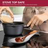 Spoon Rest Set of 2, E-far Stainless Steel Spoon Ladle Holder Spatula Rest for Kitchen Stove Top, Large Size & Dishwasher Safe(Silver)