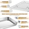 Stainless Steel Baking Sheet with Rack Set, E-far 16”x12” Cookie Sheet Pan for Oven, Rimmed Metal Tray with Wire Cooling Rack for Cooking Roasting Resting Bacon Meat Steak – Dishwasher Safe(4)