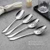 Stainless Steel Slotted Serving Spoons, E-far 4-Piece Metal Tablespoons Hostess Serving Utensils Set for Catering Buffet Party Kitchen Restaurant, Dishwasher Safe(Serving Spoon (2) + Slotted Spoons (2))