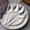 Stainless Steel Slotted Serving Spoons, E-far 4-Piece Metal Tablespoons Hostess Serving Utensils Set for Catering Buffet Party Kitchen Restaurant, Dishwasher Safe(Serving Spoon (2) + Slotted Spoons (2))