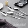 Stainless Steel Slotted Serving Spoons, E-far 4-Piece Metal Tablespoons Hostess Serving Utensils Set for Catering Buffet Party Kitchen Restaurant, Dishwasher Safe(Serving Spoons x 4)