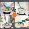 Teal Blue Kitchen Utensils Set, E-far 15-Piece Silicone Cooking Utensils with Holder, Non-stick Cookware Friendly & Heat Resistant, Includes Ladle Spatula Spoon Slotted Turner for Cooking & Baking(Teal Blue)