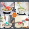 Teal Blue Kitchen Utensils Set, E-far 15-Piece Silicone Cooking Utensils with Holder, Non-stick Cookware Friendly & Heat Resistant, Includes Ladle Spatula Spoon Slotted Turner for Cooking & Baking(Colorful)