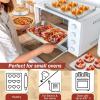 Toaster Oven Bakeware Set, E-far 6-Piece Stainless Steel Small Baking Pan Set, Include Cake Brownie Pan/Cookie Sheet with Rack/Muffin Tin/Pizza Pan, Non-Toxic & Healthy, Easy Clean & Dishwasher Safe(6 Pieces)