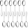 12-Piece Teaspoons, E-far 6.7 Inches Stainless Steel Small Spoons for Home Kitchen Restaurant, Mirror Polished & Dishwasher Safe(Raindrop Edged Handle)