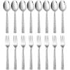16-Piece Spoons and forks Set, E-far Stainless Steel Scalloped 8 Dinner Forks and 8 Dinner Spoons, Modern Metal Silverware Flatware Cutlery for Kitchen and Restaurant, Dishwasher Safe-7.9 Inch(16)