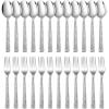 16-Piece Spoons and forks Set, E-far Stainless Steel Scalloped 8 Dinner Forks and 8 Dinner Spoons, Modern Metal Silverware Flatware Cutlery for Kitchen and Restaurant, Dishwasher Safe-7.9 Inch(24)