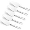 5-Piece Pie Server, E-far Hammered Stainless Steel Cake Server Spatula for Cutting Pastry Cheese Pizza, Serrated Edge with Square Handle, Mirror Polished & Dishwasher Safe-8.9 Inch(Oval Shaped Handles)