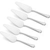 5-Piece Pie Server, E-far Hammered Stainless Steel Cake Server Spatula for Cutting Pastry Cheese Pizza, Serrated Edge with Square Handle, Mirror Polished & Dishwasher Safe-8.9 Inch(Scalloped Handles)