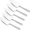 5-Piece Pie Server, E-far Hammered Stainless Steel Cake Server Spatula for Cutting Pastry Cheese Pizza, Serrated Edge with Square Handle, Mirror Polished & Dishwasher Safe-8.9 Inch(Hammered Round Handles)
