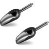 6 Ounce Ice Scoop Set of 2, E-far Platinum Black Stainless Steel Small Scoops for Ice Cube/Candy/Flour/Sugar, Metal Utility Scoops for Canisters, Baking, Kitchen Pantry, Rust Free(Black)