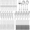 77-Piece Silverware Set with Steak Knives Serving Utensils, E-far Stainless Steel Flatware Cutlery Set for 12, Modern Tableware Eating Utensils for Restaurant Kitchen, Mirror Polished, Dishwasher Safe(77-Piece)