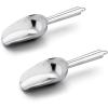 8 Ounce Ice Scoop Set of 2, E-far Stainless Steel Scoops for Ice Cube/Candy/Flour/Sugar, Metal Utility Scoops for Party, Baking, Kitchen Pantry, Rust Free & Dishwasher Safe(8 Ounce)