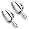 8 Ounce Ice Scoop Set of 2, E-far Stainless Steel Scoops for Ice Cube/Candy/Flour/Sugar, Metal Utility Scoops for Party, Baking, Kitchen Pantry, Rust Free & Dishwasher Safe(12 Ounce)