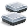 9×9 Inch Square Baking Pan with Lid Set, E-far Nonstick Square Cake Pans Metal Bakeware for Oven Cooking Lasagna Brownies, Stainless Steel Core & Easy Release, 4 Pieces(2 Pans+2 Covers)(2 pans+2 lids)