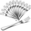 Dinner Forks Set of 12, E-far 7.9 Inch Stainless Steel Forks for Home, Kitchen or Restaurant, Non-toxic & Mirror Polished, Easy to Clean & Dishwasher Safe(7.9 Inches – Lines)