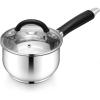E-far 1 Quart Sauce Pan with Lid, Tri-Ply Base Stainless Steel Small Saucepan with Stay-Cool Handle, Non-toxic Kitchen Cooking Sauce Pot, Compatible with All Cooktops, Dishwasher Safe(1 Quart)