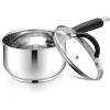 E-far 1 Quart Sauce Pan with Lid, Tri-Ply Base Stainless Steel Small Saucepan with Stay-Cool Handle, Non-toxic Kitchen Cooking Sauce Pot, Compatible with All Cooktops, Dishwasher Safe(2 Quart)