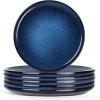 E-far 10.5” Ceramic Dinner Plates Set of 6, Large Reactive Glaze Stoneware Dishes, Round Salad Plate for Home Kitchen Restaurant, Microwave & Dishwasher Safe – Deep Sea Blue(Deep Sea Blue)