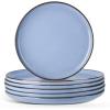 E-far 10.5” Ceramic Dinner Plates Set of 6, Large Reactive Glaze Stoneware Dishes, Round Salad Plate for Home Kitchen Restaurant, Microwave & Dishwasher Safe – Deep Sea Blue(Ocean Blue)