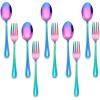 E-far 10-Piece Rainbow Toddler Utensils, Kid Stainless Steel Silverware Set, Children Safe Forks and Spoons Set for Self Feeding, Healthy & Non-Toxic, Mirror Polished & Easy to Clean(Rainbow)