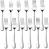 E-far 12-Piece Salad Forks, Stainless Steel 6.7 Inches Stainless Steel Fork Set for Home Kitchen Restaurant, Mirror Finish, Dishwasher Safe(Round Handle)
