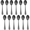 E-far 12-Piece Small Coffee Spoons, 6-Inch Stainless Steel Mini Espresso Spoons for Coffee/Sugar/Tea, Hammered Design & Rust Free, Dishwasher Safe(Black)