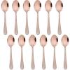 E-far 12-Piece Small Coffee Spoons, 6-Inch Stainless Steel Mini Espresso Spoons for Coffee/Sugar/Tea, Hammered Design & Rust Free, Dishwasher Safe(Copper)
