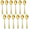 E-far 12-Piece Small Coffee Spoons, 6-Inch Stainless Steel Mini Espresso Spoons for Coffee/Sugar/Tea, Hammered Design & Rust Free, Dishwasher Safe(Gold)