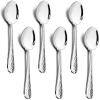 E-far 12-Piece Stainless Steel Hammered Dinner Spoons Set, Modern Silver Large Soup Spoons for Home, Kitchen, Restaurant, Round Edge & Mirror Polished, Dishwasher Safe – 7.9 Inches(7.9 Inches)