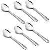 E-far 12-Piece Stainless Steel Hammered Dinner Spoons Set, Modern Silver Large Soup Spoons for Home, Kitchen, Restaurant, Round Edge & Mirror Polished, Dishwasher Safe – 7.9 Inches(6.7 Inches)