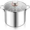 E-far 12-Quart Stock Pot, 18/10 Stainless Steel Stockpot with Lid for Cooking Simmering Soup Stew, Heavy Duty Cookware Works w/Induction, Non-toxic & Corrosion Resistant, Dishwasher Safe(12 Quarts)